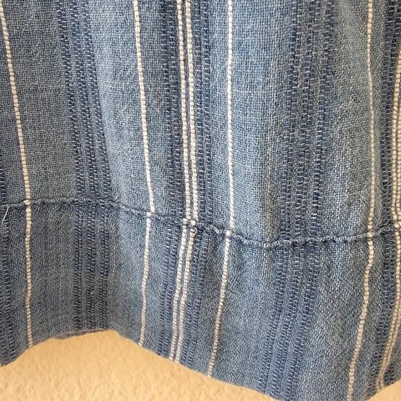 Tommy Hilfiger Denim Sleeveless Top Women Sz L Blue Striped V Neck Boho Casual - Picture 5 of 9